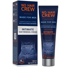 No Hair Crew Intimate/Private at Home Hair Removal Cream for Men - Painless, Fla
