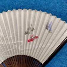 Flower Butterfly Wooden Fan White Brown Handheld Decorative