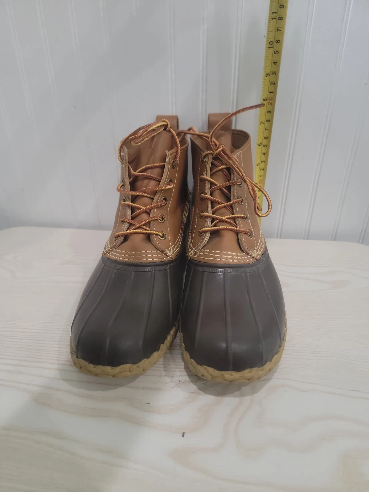 L.L. Bean Duck Boots Brown 12" Leather Rubber Rain Hunting Outdoor N/A SHOE SIZE