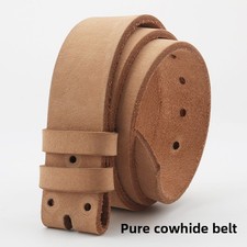 Men's Belt Real Cowhide Leather Without Buckle Width 3.7cm Handmade Heavy Duty