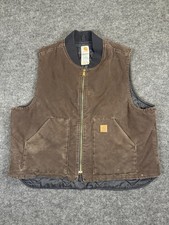 VTG Carhartt Vest Mens 2XL Brown Duck Canvas Quilt Lined Insulated V02 DKB USA