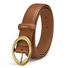 Women Leather Belts for Jeans Pants Dresses Fashion Ladies Waist Belt Gold Bu...