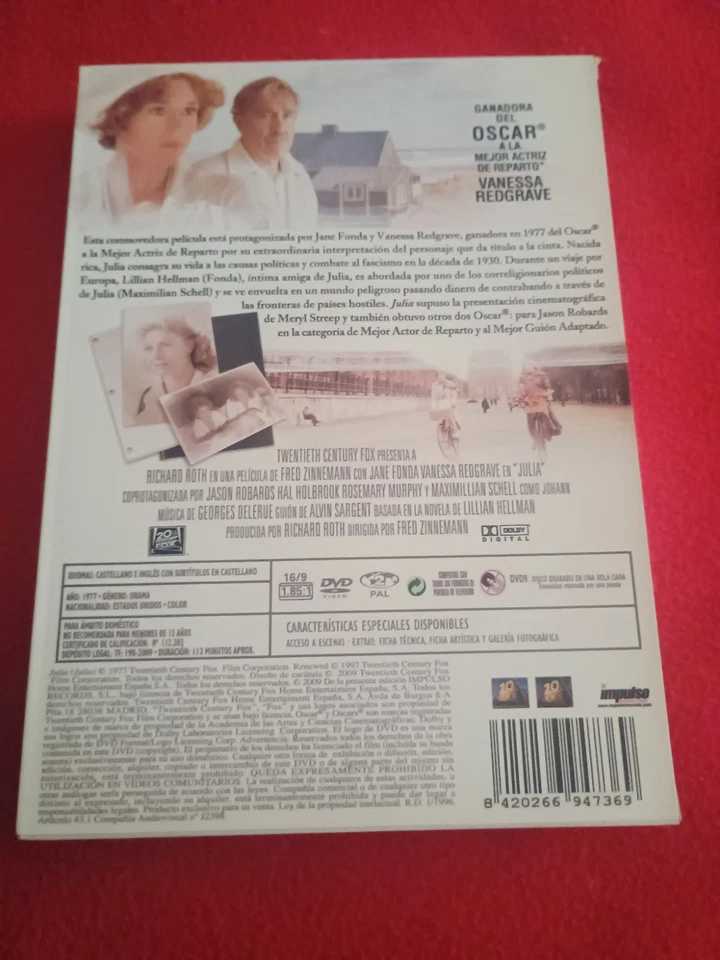 Dvd Julia - fred zinnemann jane fonda Vanessa redgrave - Imagen 2 de 3