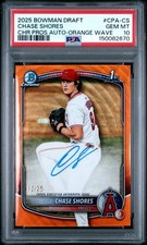 2025 Bowman Draft 1st Chase Shores Orange Wave Auto /25 PSA 10