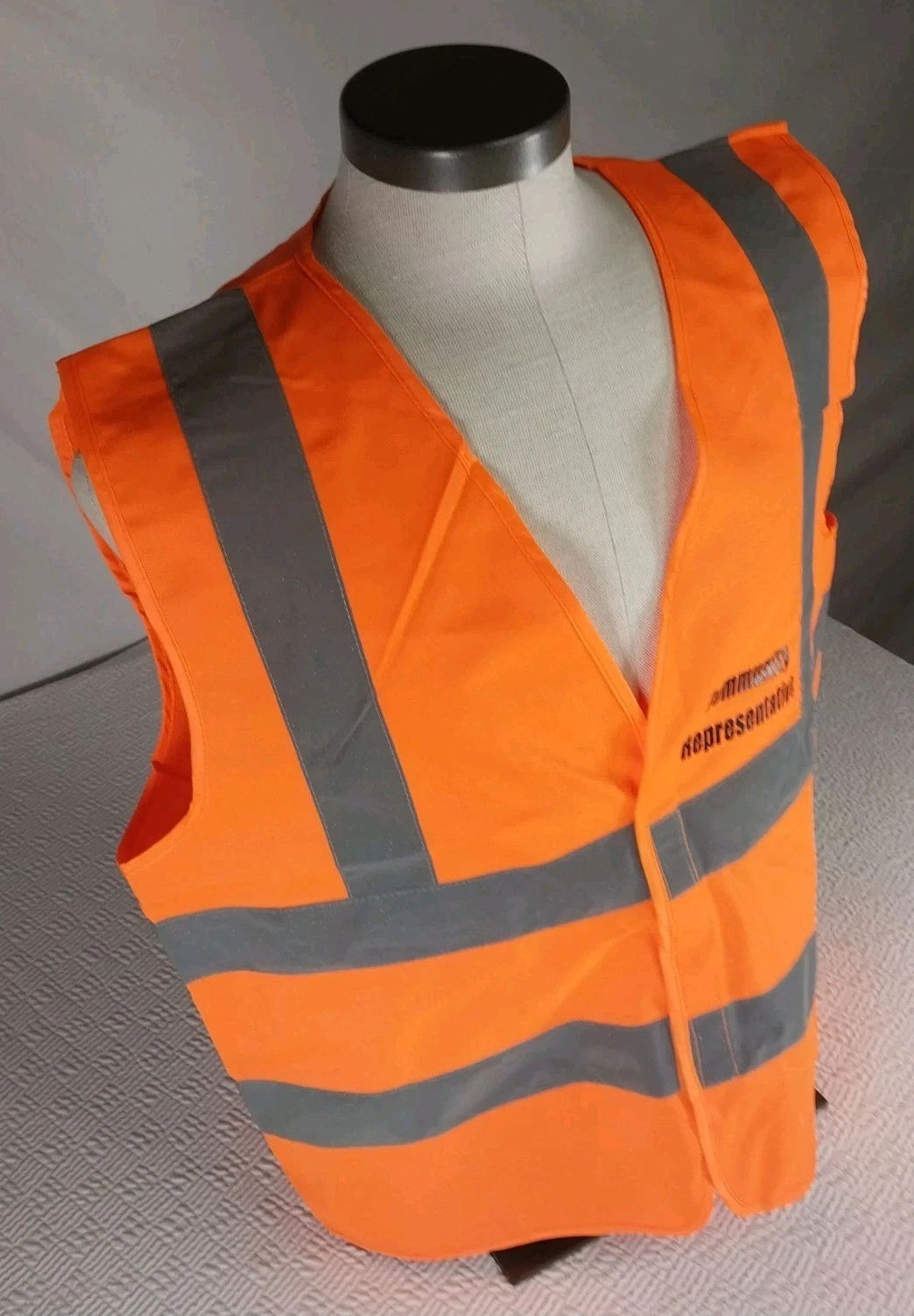 Orange Safety Vest w/ Reflective Strips XL Safety Gear High Visibility Costume image 6