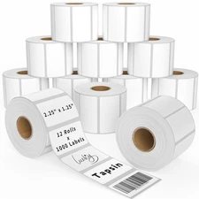 Thermal Labels 2.25 x 1.25, Adhesive Label Stickers 12 Rolls 12000 Label Pape...