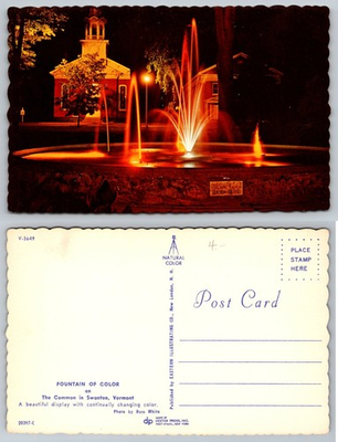 #ad Swanton VT Common Fountain of Color Postcard Champlain 1609 1909 Night View $3.98