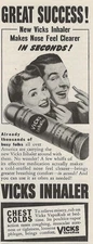 Vicks Inhaler & VapoRub Medicine Vintage Print Ad 1942 u Original