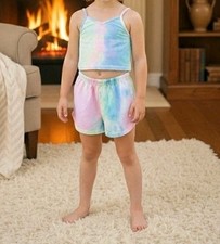 NEW Shein Kids Tie Dye Sleep Set Girls Size 6Y Cropped Tank Shorts Loungewear