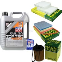 Mann Inspektionspaket 5L Liqui Moly Top Tec 5W-30 FüR Peugeot 207 SW 1.6 Hdi 1.4