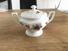 Rosenthal Maria  Weiß - Zuckerdose mit Deckel - Motiv Sommerstrauß - top.