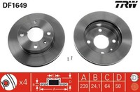 2X TRW Bremsscheibe DF1649 FüR TVR Ford BNG Sierra GB4 GBG Escort BNC Orion GBC