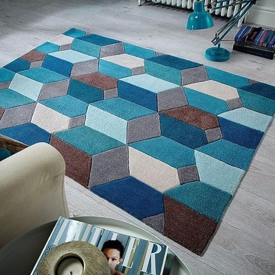 Rugs Aqua Blue Wool Handmade Tufted Carpet for Living Room Bedroom  8x10|8x12