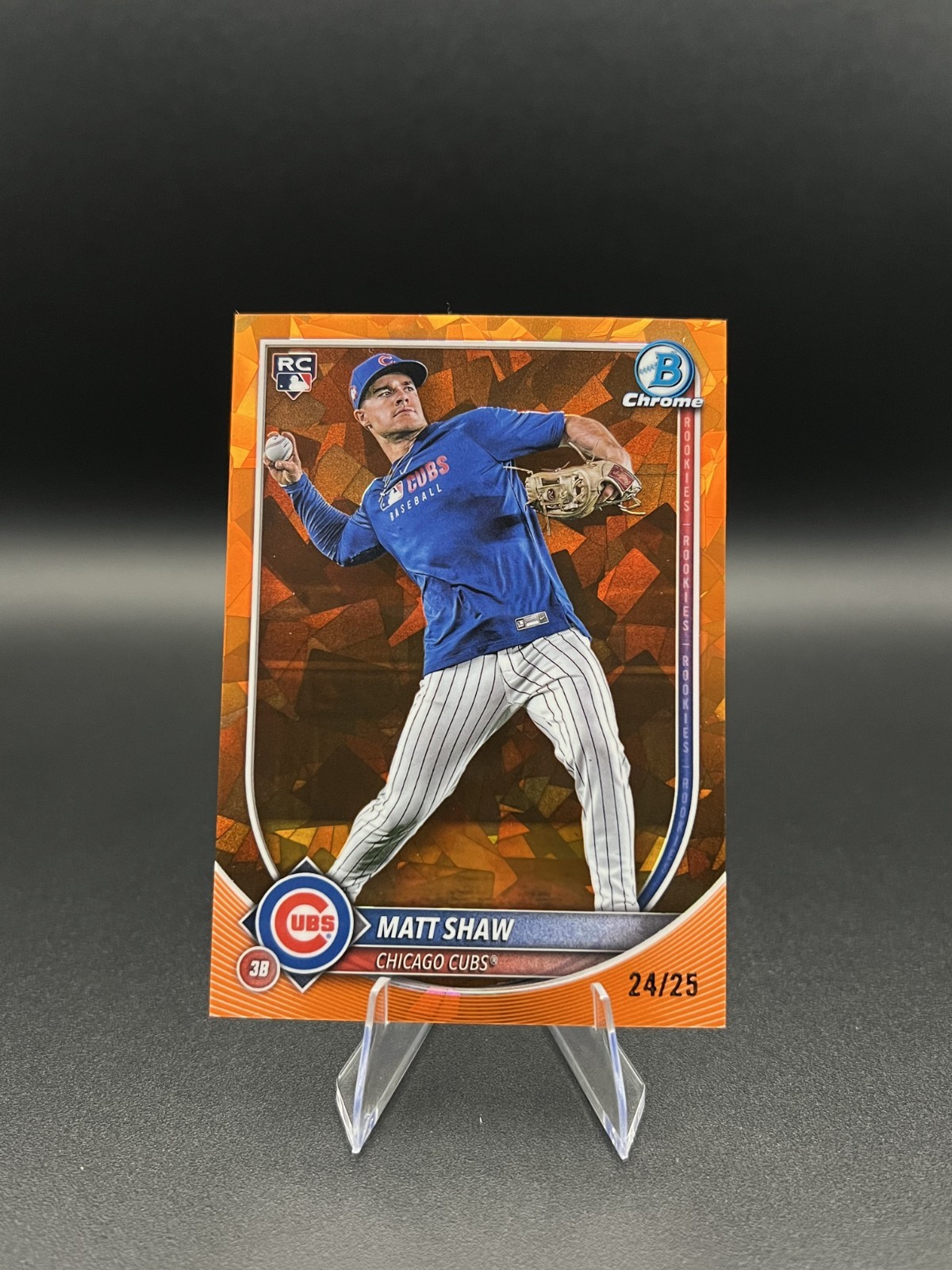 2025 Bowman Chrome Sapphire - Matt Shaw #46 - Orange /25 (RC) Image Variation