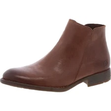 Born Womens Lauryl Brown Zipper Leather Ankle Boots 8 Medium (B,M) BHFO 8644
