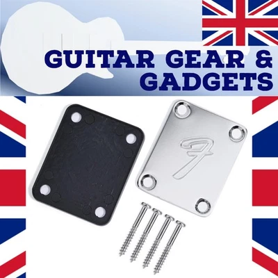 UK STOCK - Fender Stratocaster Strat Type Guitar Neck Plate - Chrome