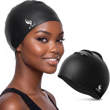 Swim Cap Set for Women Men Durable Silicone Swimming Cap for Adult with Nose Cli