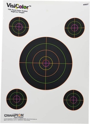 Champion Traps and Targets VisiColor Sight-In Target with 4 Standard, Black 