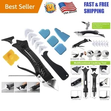 Professional Caulking Tool with 6 Silicone Pads, Grout Scraper & Seam Repair Kit