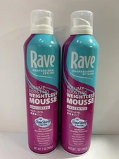 2- Rave Mousse Volume Boosting Weightless Unscented 7oz each