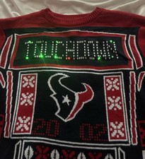 NFL Licensed Men's Houston Texans Navy/Red Light Up Ugly Sweater Size Small NWT