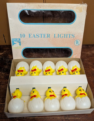VTG Kurt Adler Chick ''N'' Egg String of 10 Lights IN BOX Chicken Easter World