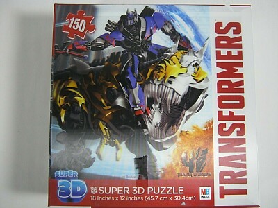 Milton Bradley Transformers Super 3D Puzzle 150 Pieces Hasbro 18''X12'' 2014 NEW