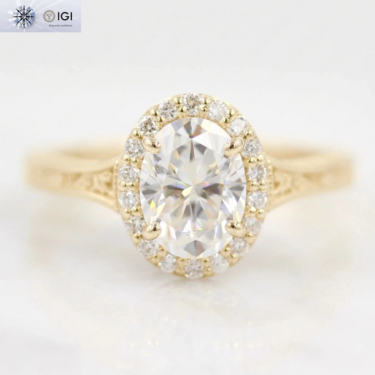Anillos de compromiso con halo de moissanita para mujer