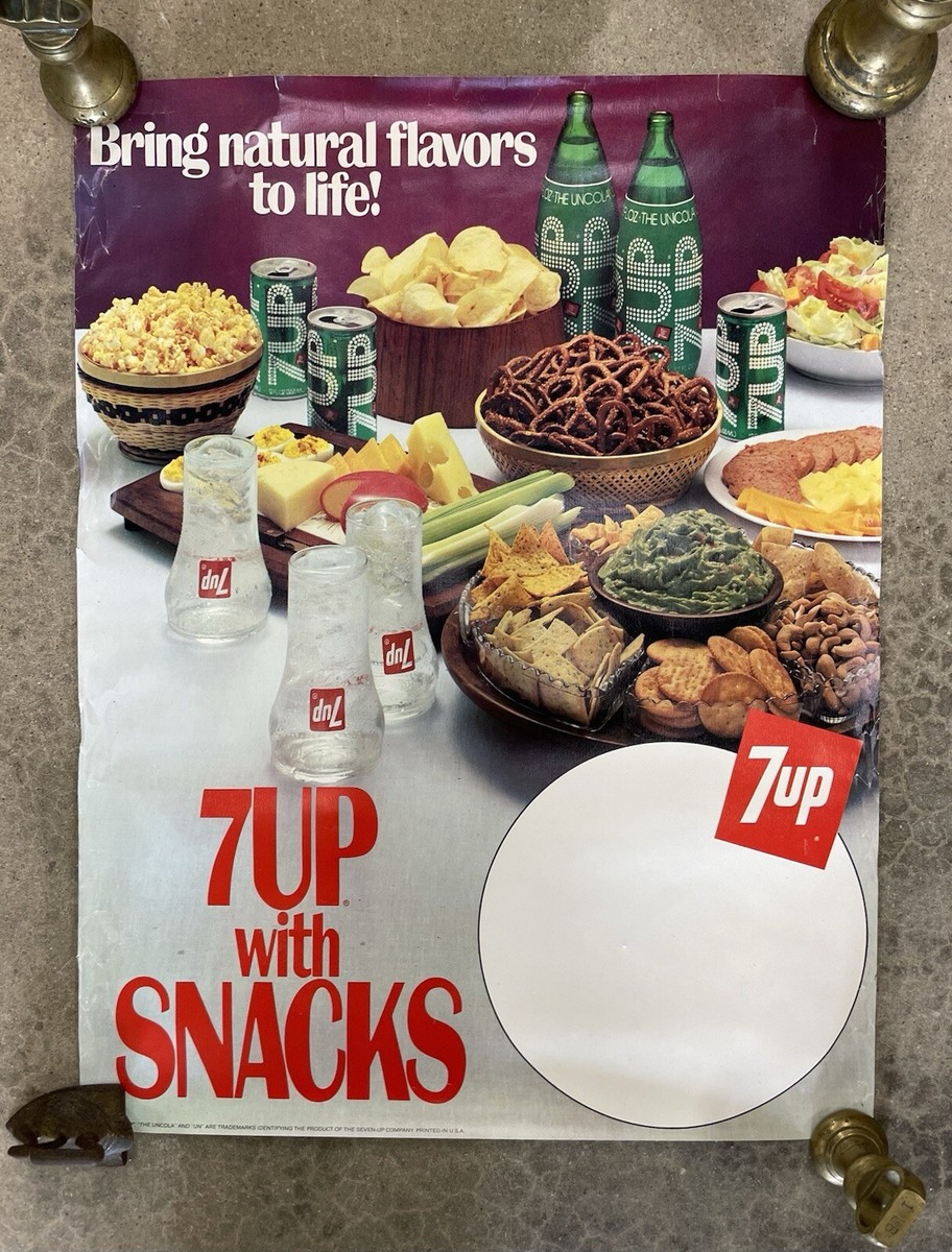 Vintage 7UP with Snacks Seven Up Soda Advertising Grocery Store