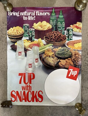 Vintage 7UP with Snacks Seven Up Soda Advertising Grocery Store