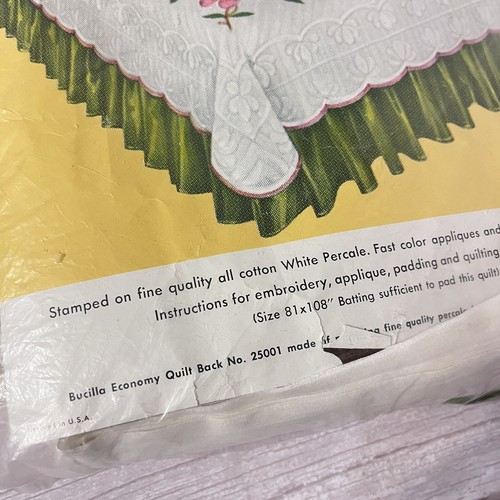 Vtg Bucilla Dogwood Blossoms Applique Quilt Kit Stamped 84" X 100" #1587 STARTED - Bild 4 von 23