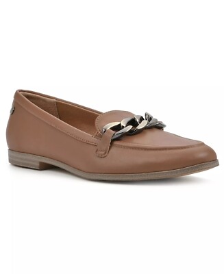 WHITE MOUNTAIN WOMEN'S NOBLES CHAIN DETAIL LOAFERS SIZE 6 TAN / SMOOTH NEW 