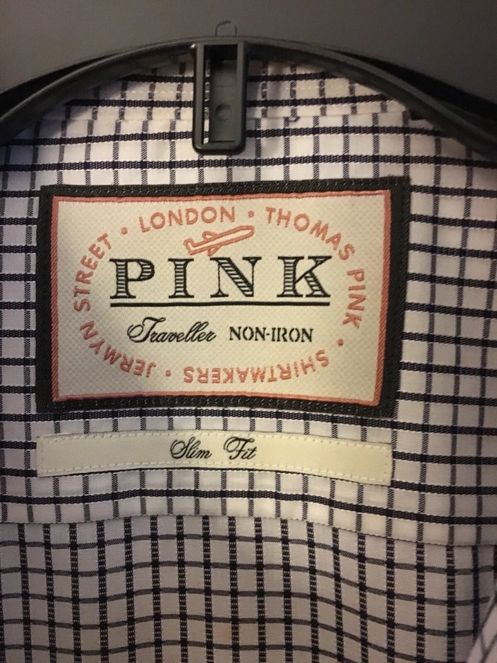 Men’s Pink Slim Fit, Traveller Non-Iron Shirt, 17.5, 100% Cotton - Image 2 of 3