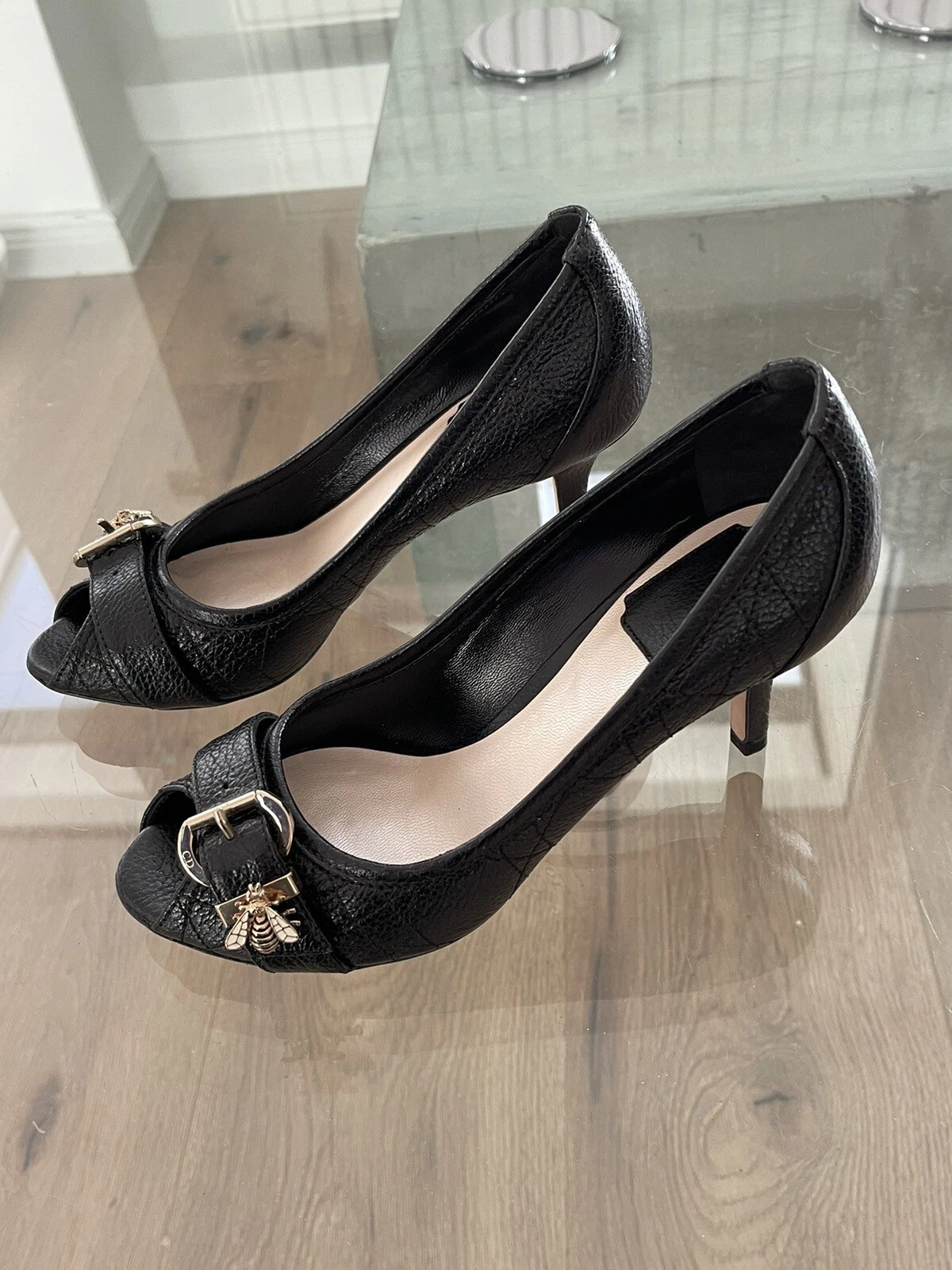 Escarpins Dior Peep toe Bee EU 36 noir