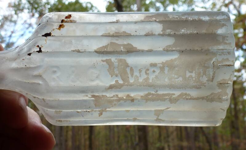 LEAD GLASS COLOGNE BOTTLE-R & G A Wright-Satin Patina-Privy Dug-1850s-60s