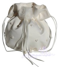 HBH Brautmoden Brauthandtasche mit Perlen und Blumen bestickt,Farbe:Ivory, Weiss
