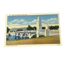 Postcard Boise River Bridge Boise Idaho Linen Card B651
