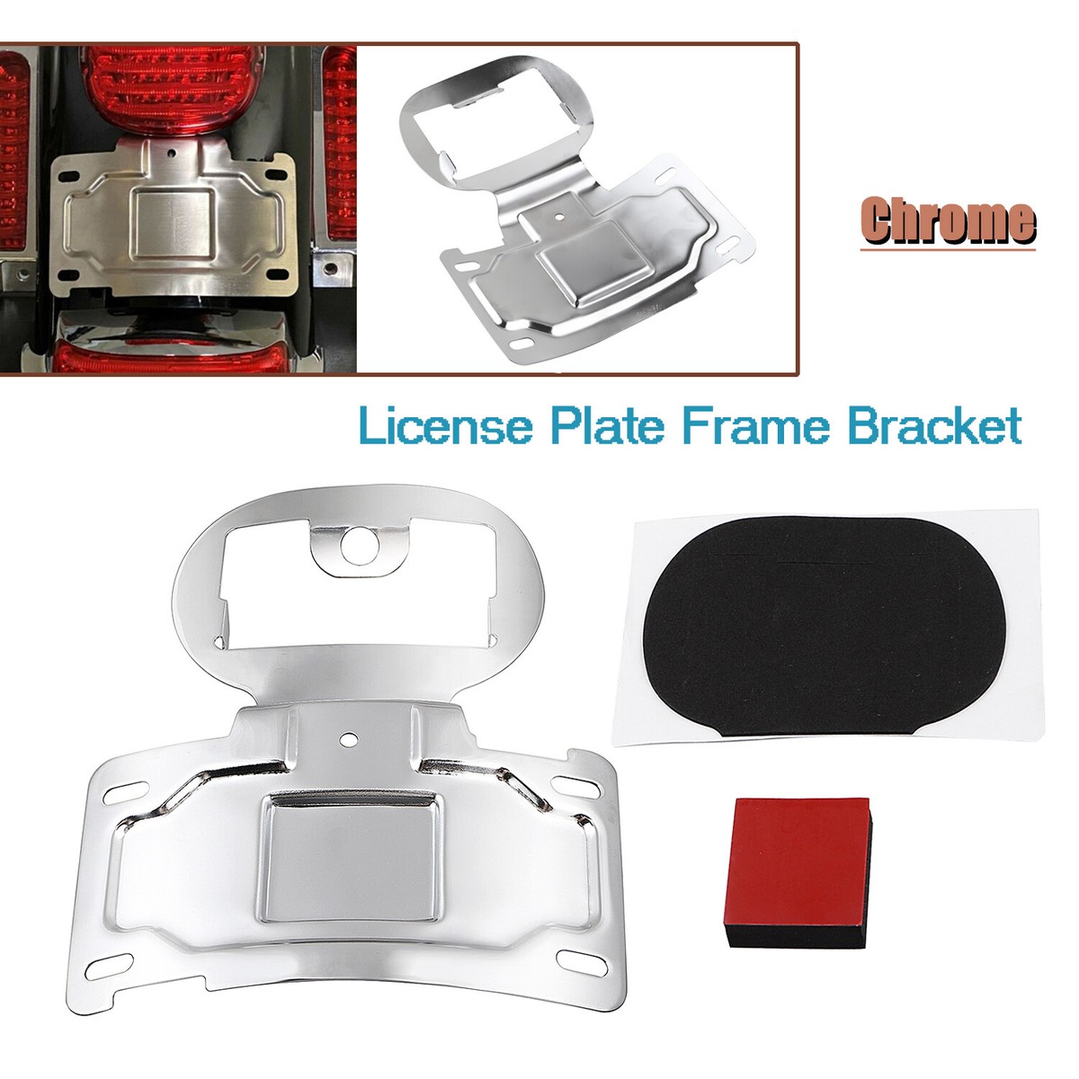 Chrome License Plate Frame Relocation Kit For Harley Electra Glide Ultra  Limited