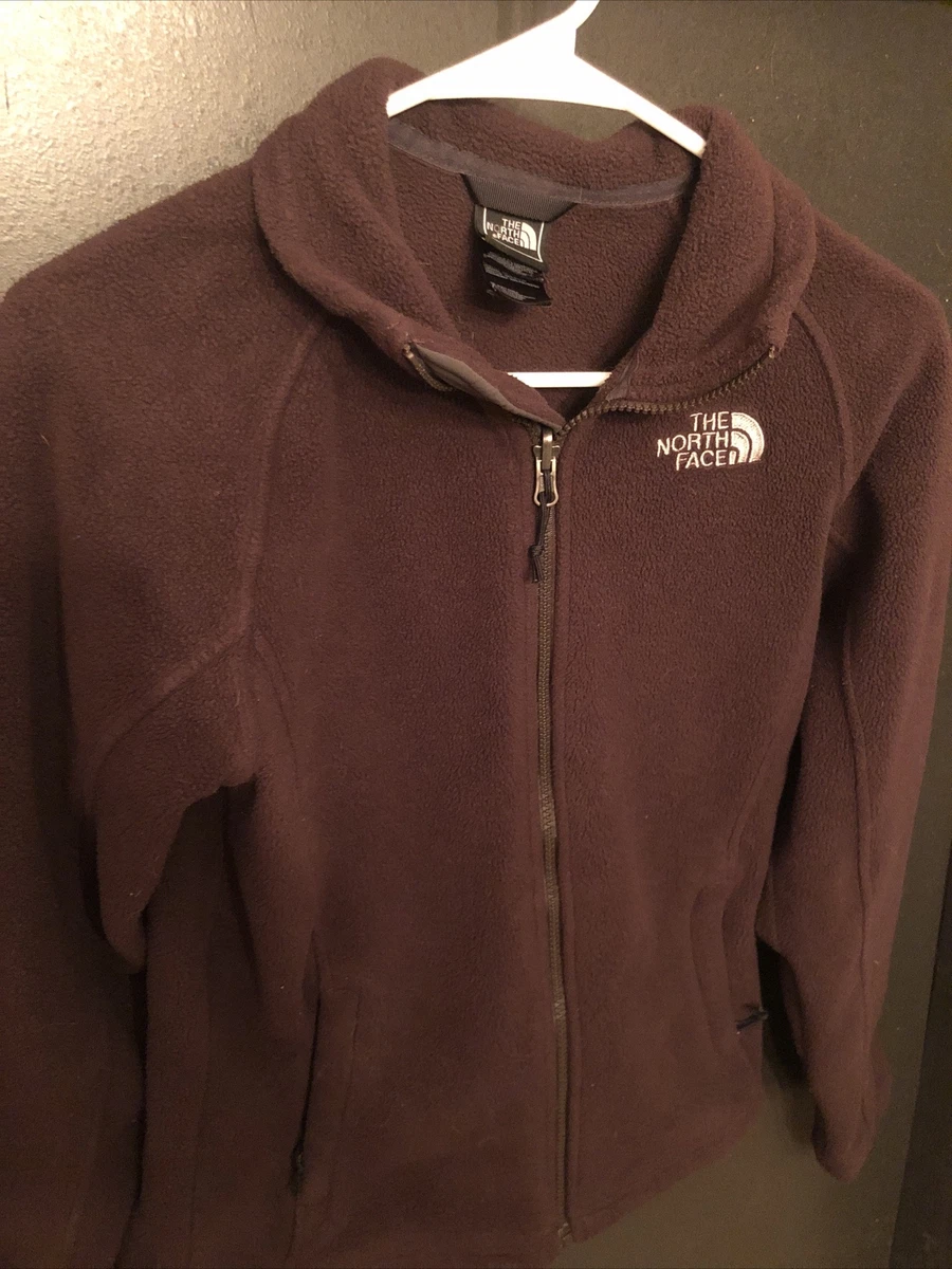 North face Jacket Women Sweater Fleece Heather Brown Full Zip Pockets Small