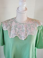 Beautiful Pastel lace Embroidered Applique Floral Design Collar One button  26