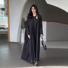Open Kimono Abaya Dubai Women Muslim Cardigan Kaftan Long Dress Maxi Robe Modest