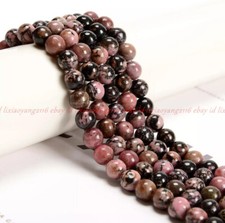 Natural Rhodonite Strand Round Loose Beads 15'' Wholesale 4mm 6mm 8mm 10mm 12mm