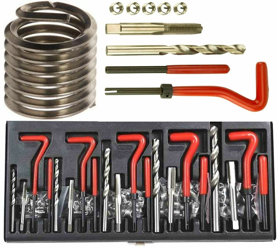 131Pc Thread Repair Kit HSS Drill Helicoil Metric Set Heli Coil Tap ...