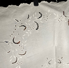 Vintage Table Cloth White Big