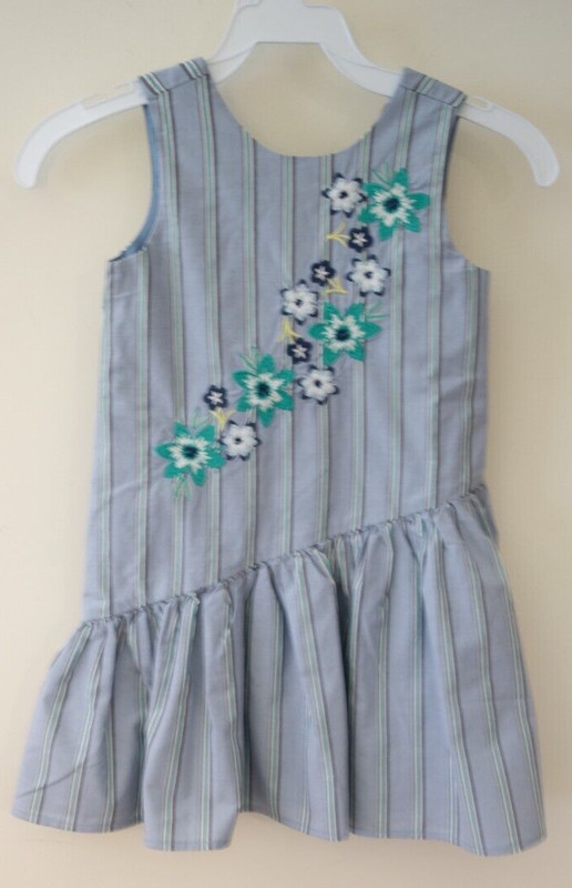 NWT Tea Collection Embroidered Flowers Asymmetrical Skirted Dress Girl's Size 4