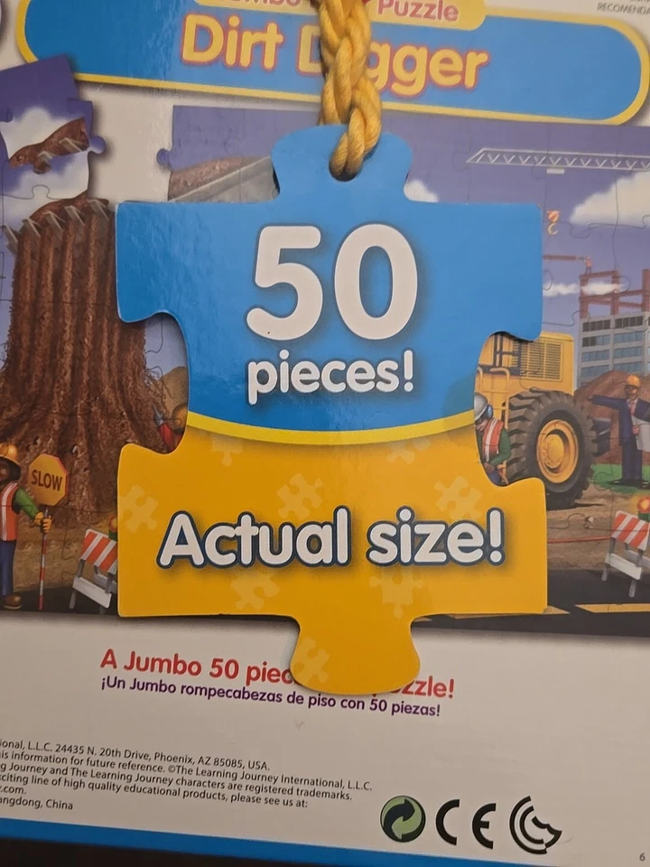 learning journey Dirt Digger Jumbo Floor Puzzle 3ft×2ft Construction 50 Pieces - Image 3 of 4
