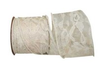 Ivory Lace Wired Wedding Ribbon - 2 1/2" x 10 Yards, Bridal Work, , Easter