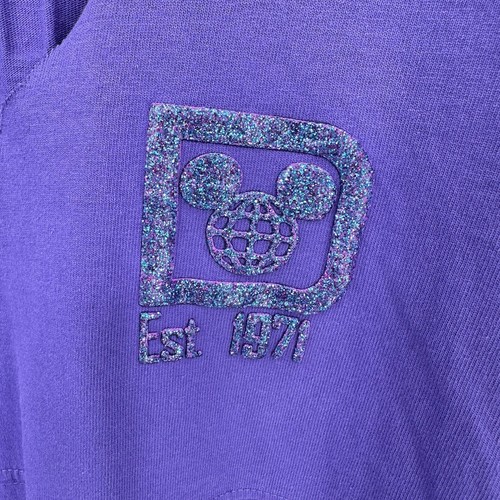 Disney Parks Spirit Jersey Potion Purple Oversized Glitter Spellout Size XS FLAW - Picture 3 of 6