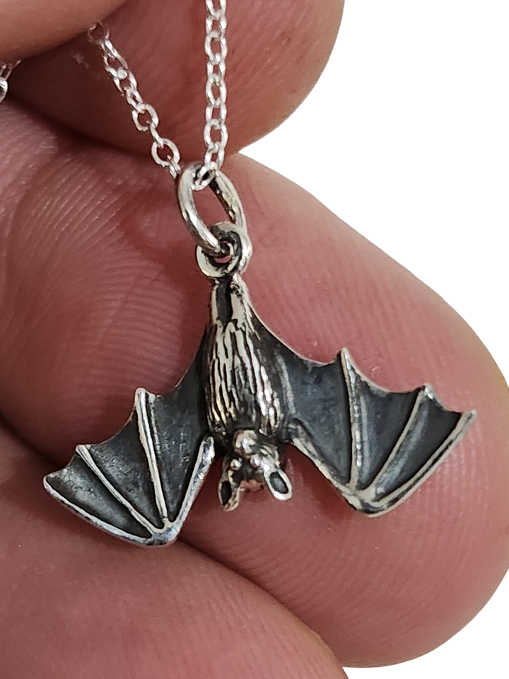 925 Sterling Silver Bat Pendant Necklace Gothic Vampire Bat Charm 18 ...