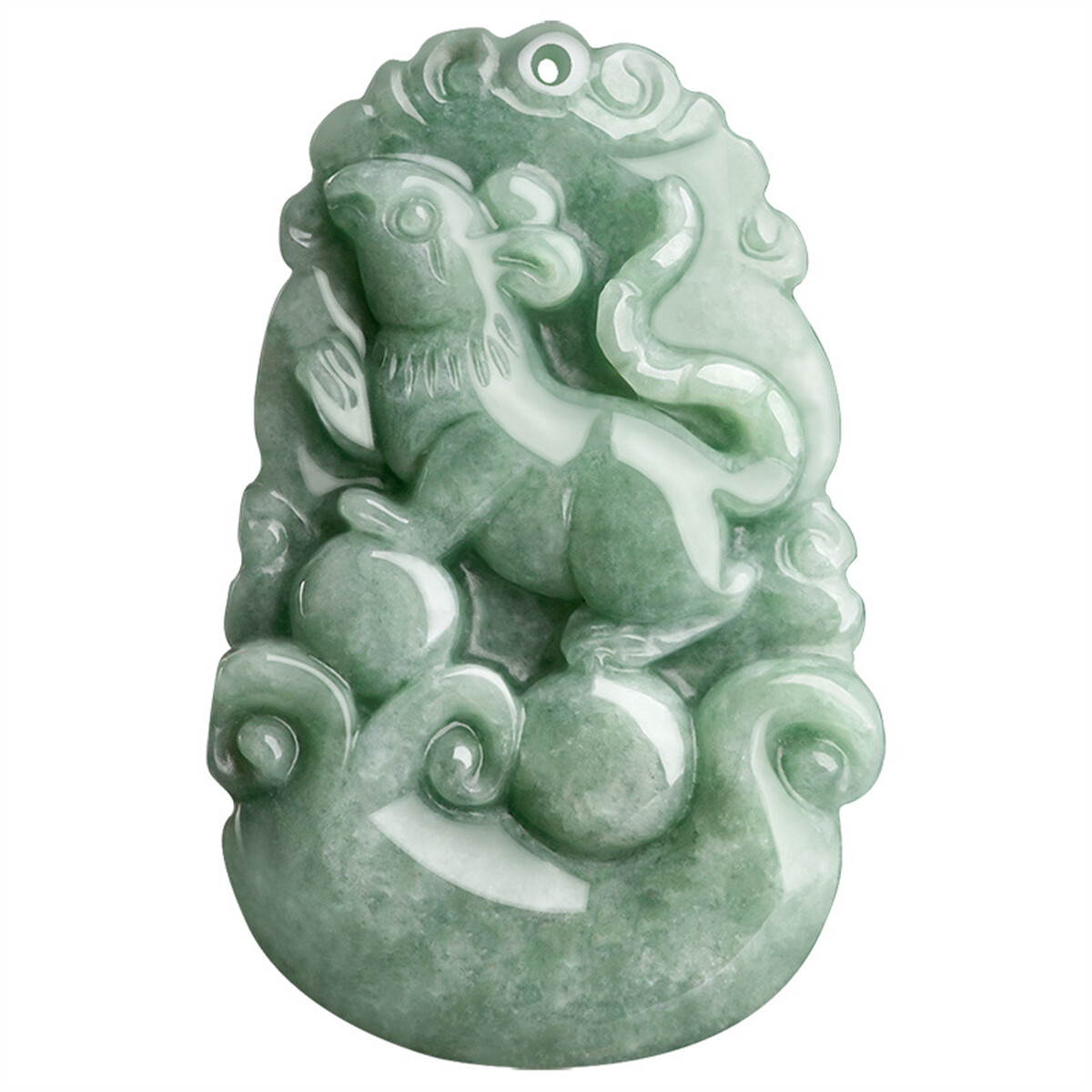 Chinese Natural A Grade Jadeite Green Jade Zodiac Pendant Lucky Amulet